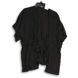 NWT Lauren Conrad Womens Black Tie Waist Short Sleeve Cover Up One Size