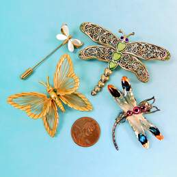 Mixed Metals Enamel & Rhinestone Butterfly & Dragonfly Brooches