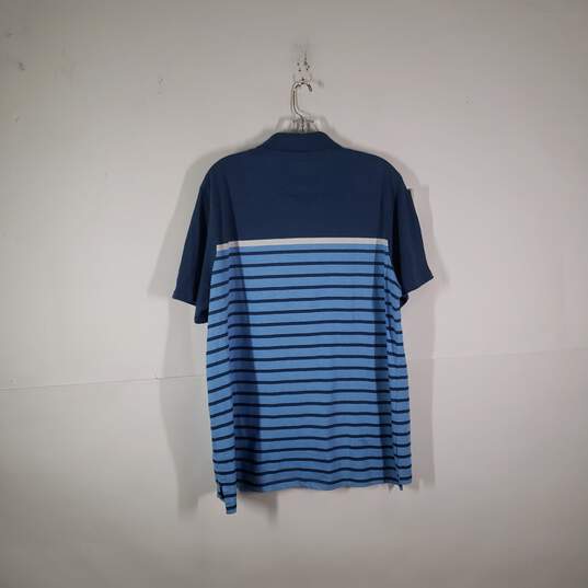 Mens Striped Short Sleeve Quick Dri Collared Polo Shirt Size Large image number 2