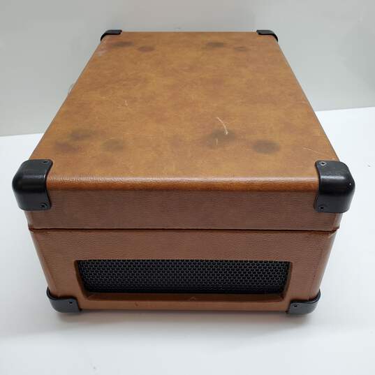 Portable Turntable Record Player Tan Leather Briefcase image number 3