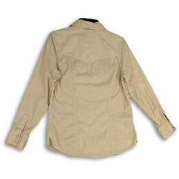 Womens Beige Long Sleeve Spread Collar Flap Pocket Button-Up Shirt Size M alternative image
