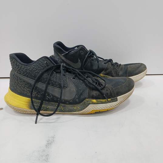 Nike Zoom Kyrie Black & Yellow Athletic Lace-Up Sneakers Size 13 image number 3