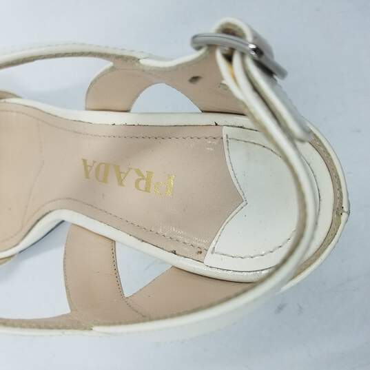 Prada Ankle Strap Wedge Sandals Women's Sz 6.5 Ivory image number 8