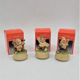 Vintage Schmid Walt Disney Characters Rotating Music Box Sneezy Bashful Happy IOB