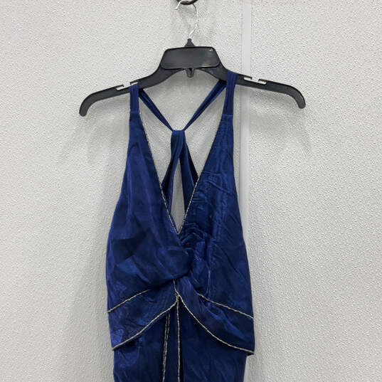 NWT Womens Blue Shimmery Sleeveless V-Neck Fashionable Maxi Dress Size 3XL image number 3