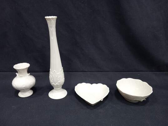 Bundle of 4 Assorted Lenox Ivory Porcelain Vases & Decorative Bowls IOB image number 2