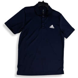 Mens Blue Short Sleeve Collared Button Pullover Golf Polo Shirt Size Medium