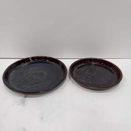 Pair of Brown Ceramic Plates