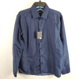 American Breed Men Blue Printed Button Up Shirt L NWT