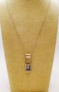 Bijou Sterling 925 & 14K Gold Accent Mystic Topaz Squares Rope & Brushed Rectangle Modernist Pendant Figaro Chain Necklace 16g image number 1