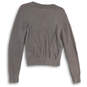 NWT Womens Gray Faux Fur Wrap V-Neck Long Sleeve Pullover Sweater Size M image number 4