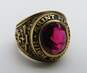 VNTG 10K Yellow Gold Oval Cut Ruby 1957 St Mel HS Class Ring 11.0g image number 2