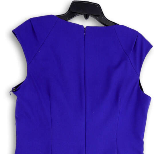 NWT Womens Purple Sleeveless Square Neck Back Zip Short Sheath Dress Size 4 image number 4