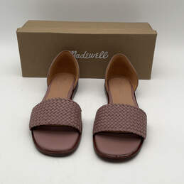 NIB Womens NK049 Pink Woven Leather Slip-On D'orsay Flat Sandals Size 8.5 alternative image