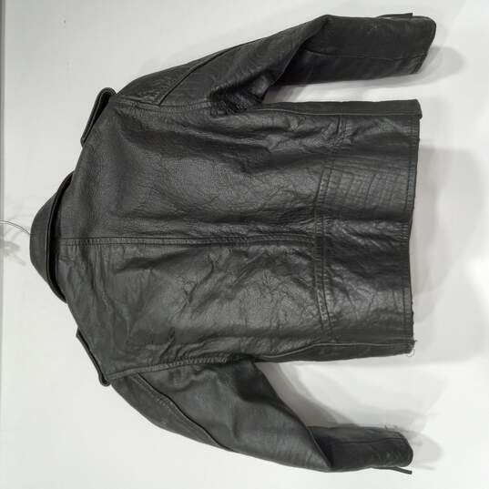 USA Biker's Leather Boy's Black Jacket Size XL image number 6