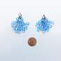 Vintage Laguna Silvertone Blue Aurora Borealis Crystals Beaded Tassels Clip On Earrings 30.1g image number 4