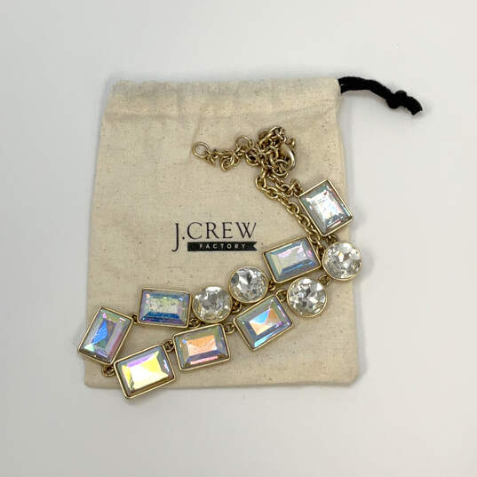 Designer J. Crew Gold-Tone Square Crystal Stone Chain Statement Necklace image number 2