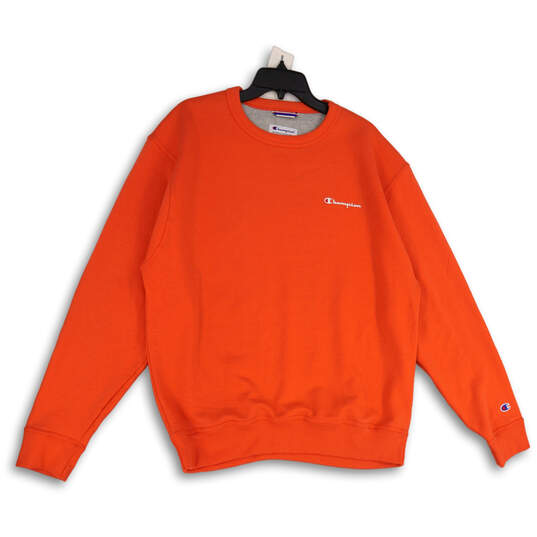 Mens Orange Crew Neck Long Sleeve Pullover Sweatshirt Size Large image number 1