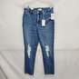 NWT Good American WM's Indigo Blue Denim Distressed Jeans Size 00 x 24 image number 1