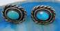 Artisan 925 Southwestern Turquoise Cabochon Rope Oval Cuff Links 12.7g image number 1