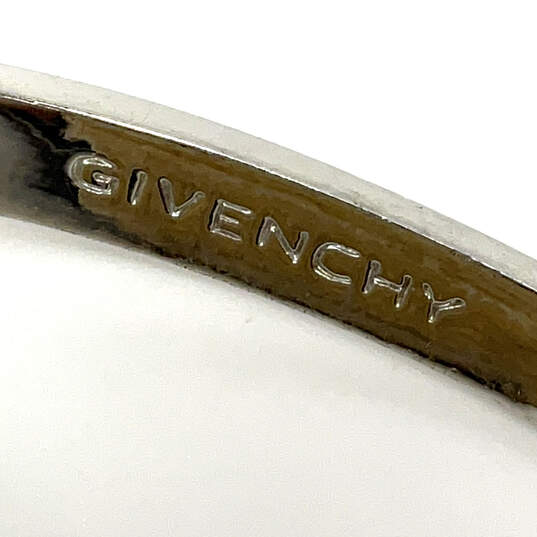 Designer Givenchy Silver-Tone Clear Crystal Stone Hinged Bangle Bracelet image number 4