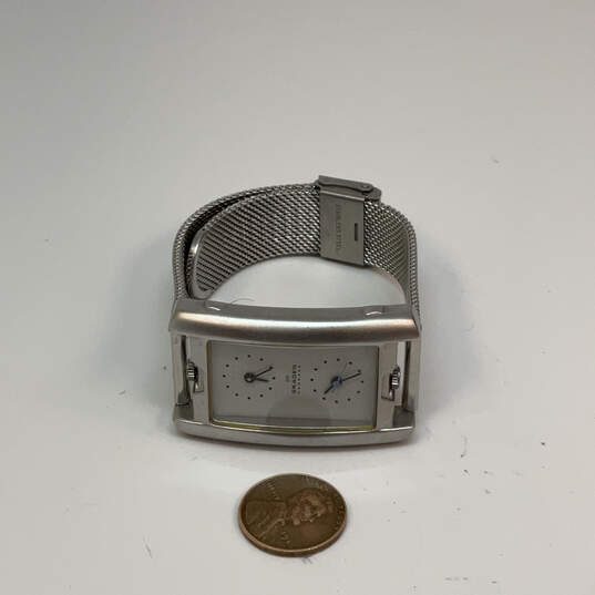 Designer Skagen Silver-Tone Dual Time Rectangle Dial Analog Wristwatch image number 2