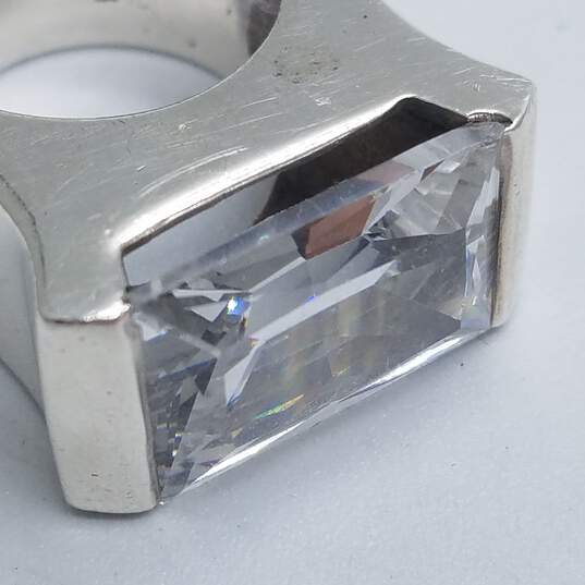 Sterling Silver 950 CZ sz 6 1/4 Statement Ring DAMAGED 25.7 G image number 3