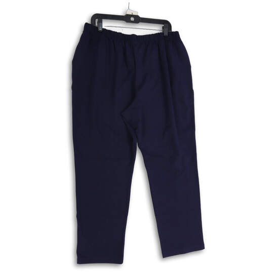 Womens Navy Blue Elastic Waist Slash Pocket Pull-On Ankle Pants XL Petite image number 1