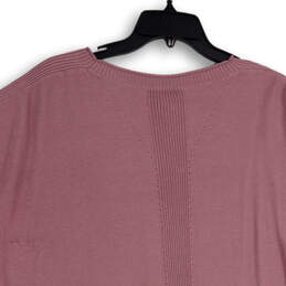 Womens Purple Short Sleeve Crew Neck Hi-Low Hem Tunic Sweater One Size