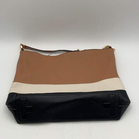Womens Multicolor Colorblock Leather Adjustable Strap Charm Zipper Hobo Handbag image number 2