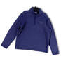 Mens Blue Mock Neck Long Sleeve Quarter Zip Stretch Pullover Jacket Size L image number 1