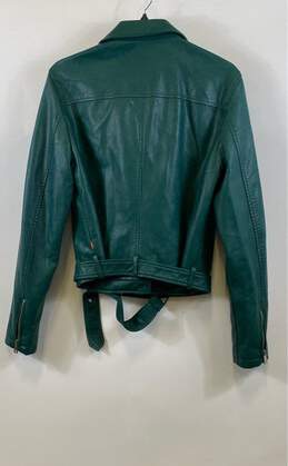 Levi's Womens Green Leather Belted Full Zip Motorcycle Jacket Size Large alternative image