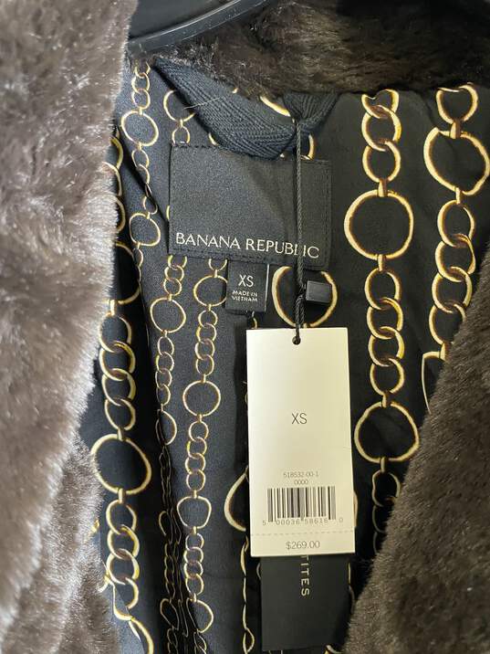 Banana Republic Women Brown Faux Fur Coat XS NWT image number 3