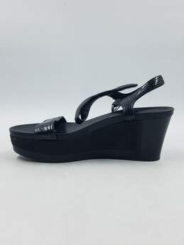 Authentic Prada Black Patent Wedge Sandals W 8.5 alternative image