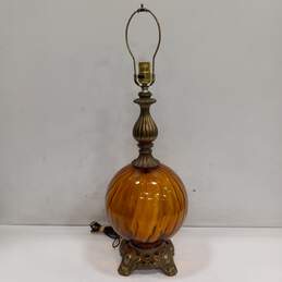 Vintage Amber Glass 31" Lamp