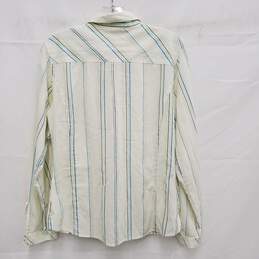 Patagonia WM's Cream Blue Stripe Organic Cotton Button Shirt Size 10 alternative image