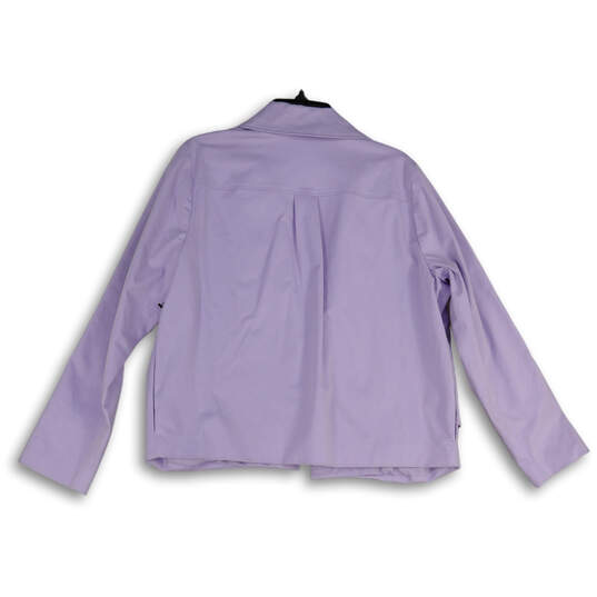 Womens Purple Long Sleeve Notch Lapel Open Front Jacket Size Large image number 2