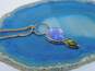 Artisan 925 Textured Glass Pendant Necklace & Twisted Bangle Bracelet 30.1g image number 5