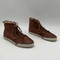 Mens Brown Leather Round Toe Lace Up High Top Sneaker Shoes Size 7.5 image number 2