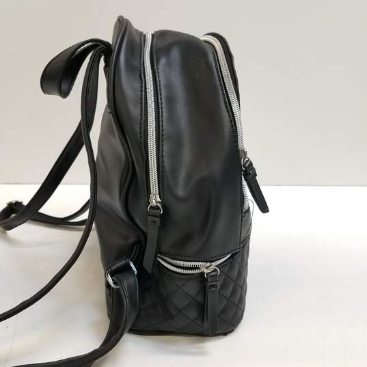 Nine West Quilted Black Leather Backpack image number 6