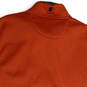 Mens Orange Fleece Sleeveless Pockets Mock Neck Full-Zip Vest Size L image number 4