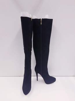 BEBE Rihanna Black Faux Suede Tall Over The Knee Heel Boots Size 9 M