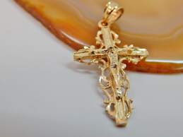 14k Yellow Gold Scrolled Cut Out Crucifix Pendant 1.4g
