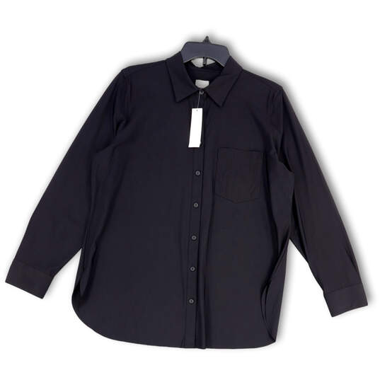 NWT Womens Black Long Sleeve Front Pocket Collared Button-Up Shirt Size 2 image number 1