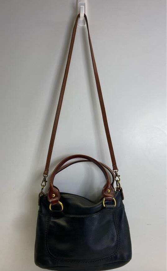 Fossil Leather Duo Tone Satchel Black image number 2