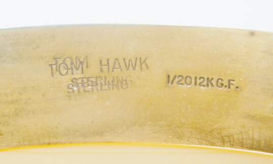 Tom Hawk Dine Navajo 925 Sterling Silver & Gold Filled Ridged Cuff Bracelet 37.0g image number 4