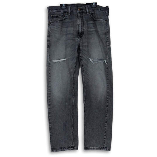 Mens 515 Gray Distressed Dark Wash Pockets Denim Straight Leg Jeans Size 34X30 image number 1