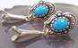 Carolyn Pollack Relios 925 Southwestern Turquoise Cabochon Squash Blossom Drop Post Earrings 6.4g image number 4