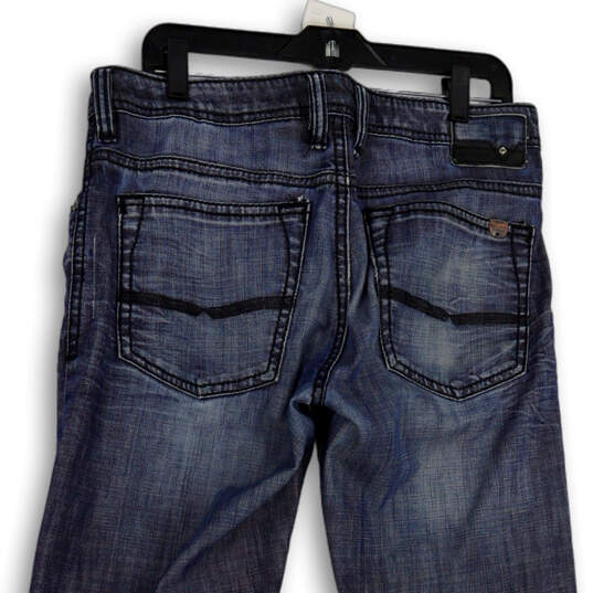 Mens Blue Denim Medium Wash Stretch Pockets Straight Leg Jeans Size 33 image number 4