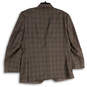 Mens Brown Plaid Notch Lapel Single Breasted Two Button Blazer Size 46R image number 2